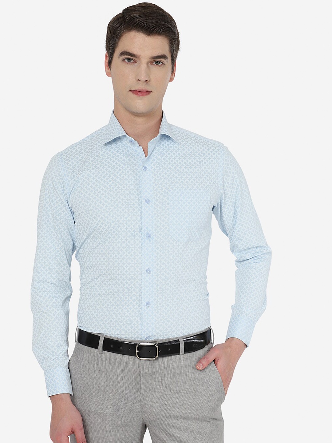 

METAL Men Blue Tight Slim Fit Micro Ditsy Cotton Formal Shirt