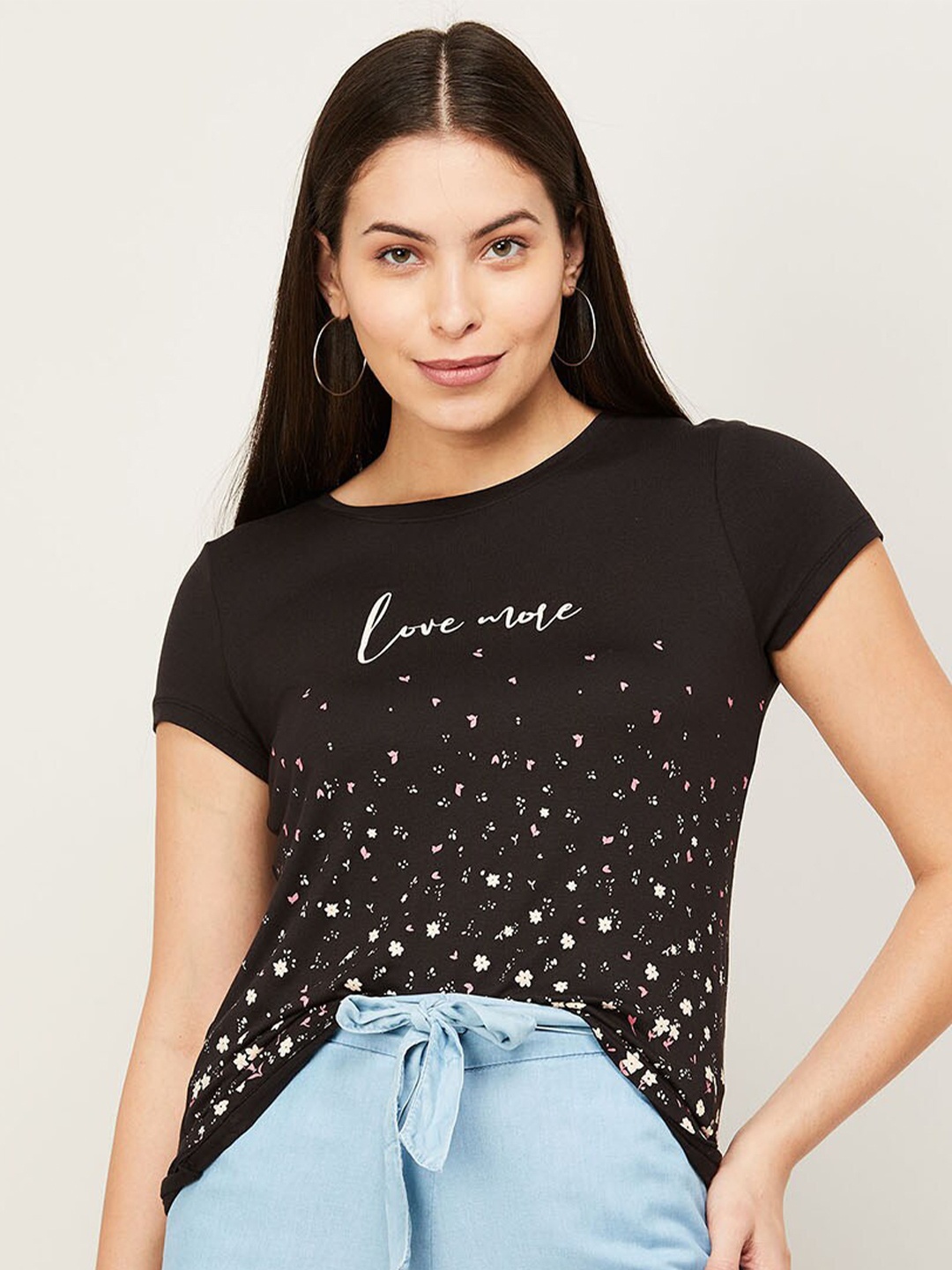 

Fame Forever by Lifestyle Women Black Floral Printed T-shirt