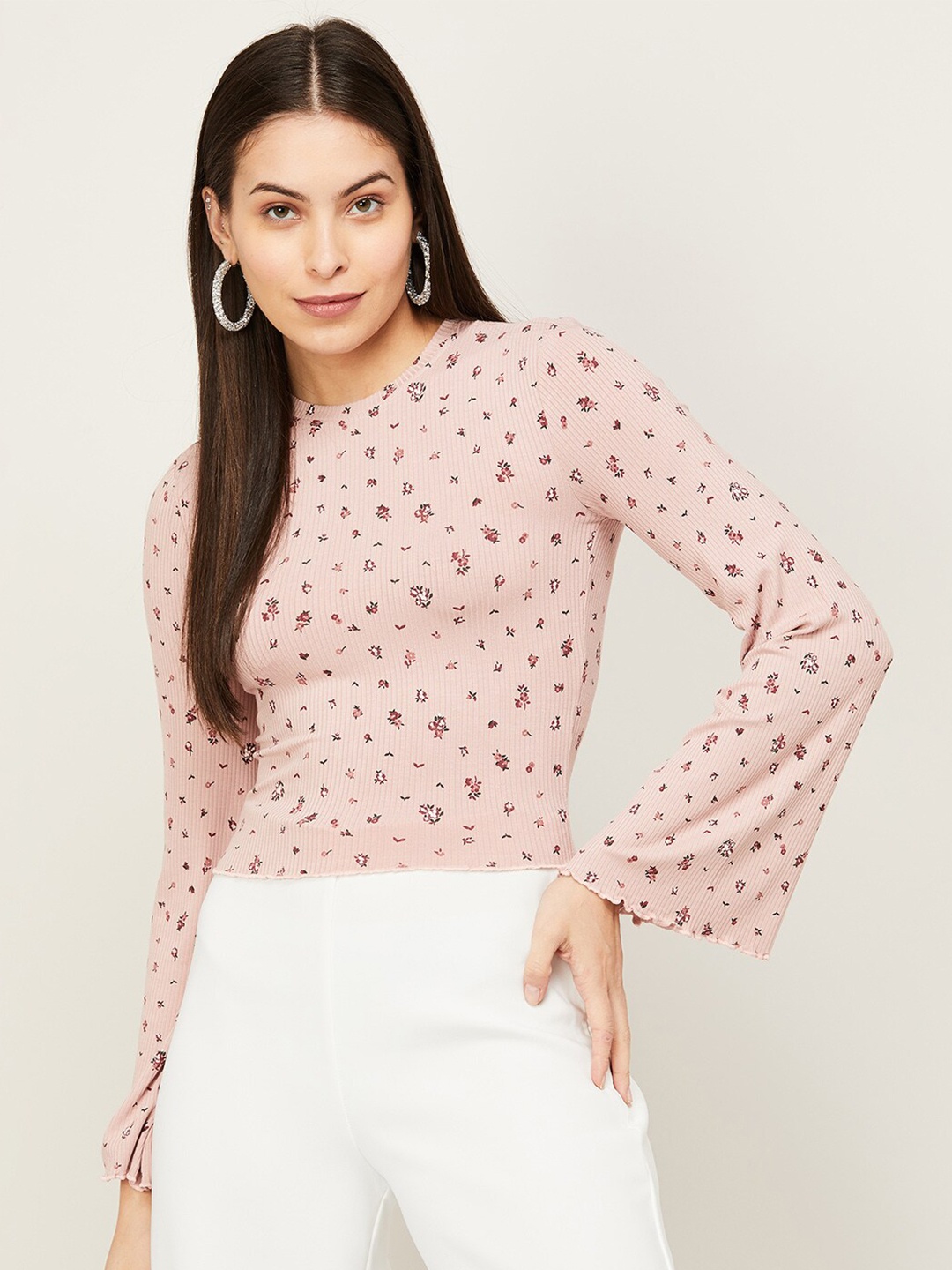

Ginger by Lifestyle Pink Floral Printed Crop Top