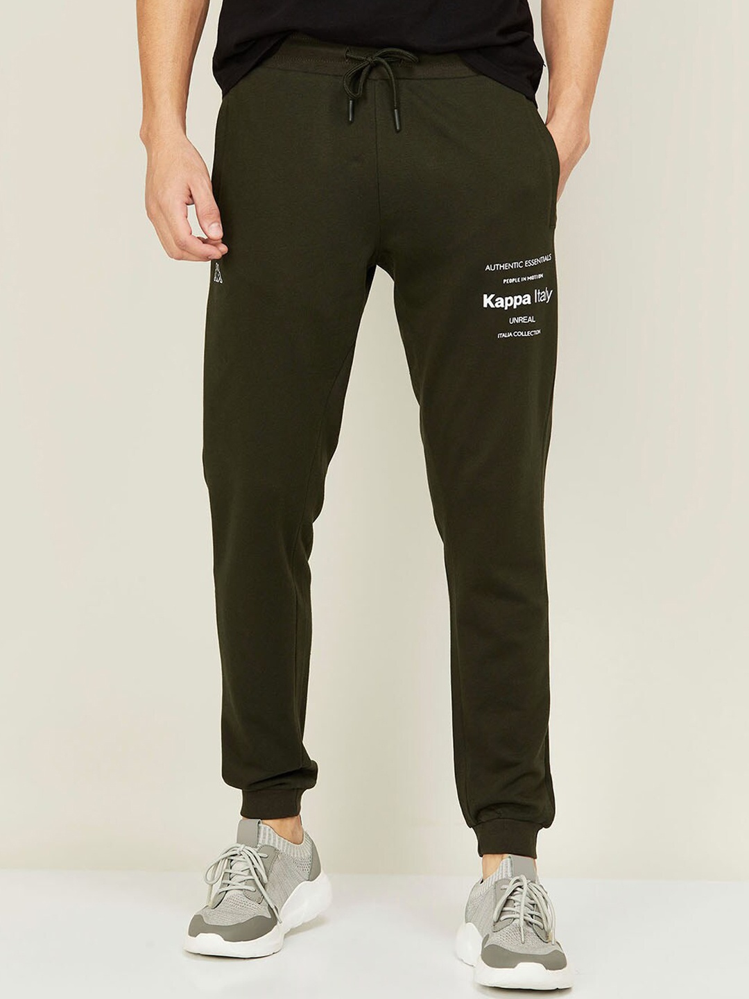 

Kappa Men Olive-Coloured Solid Cotton joggers