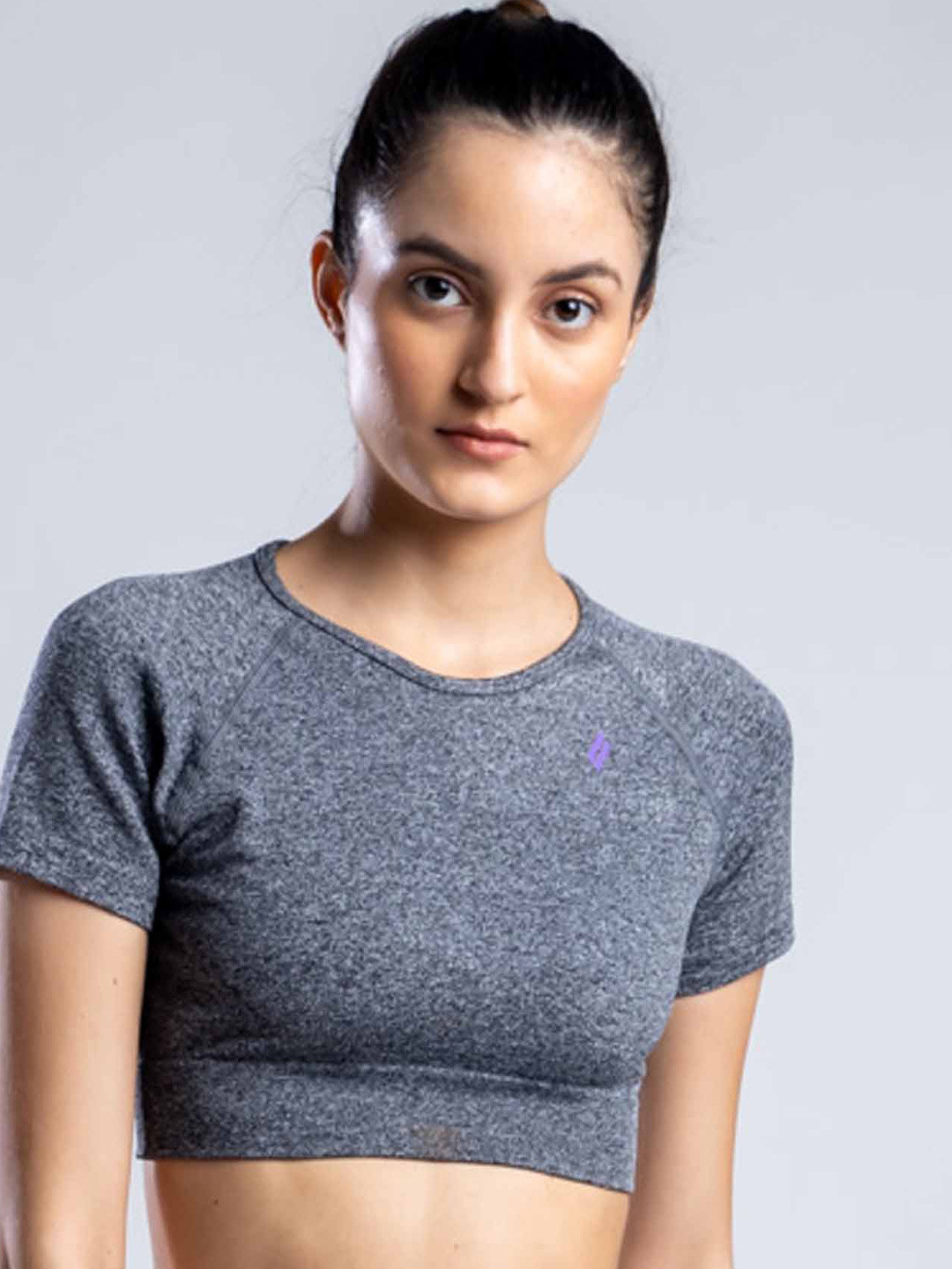 

SKNZ Women Grey Crop T-shirt