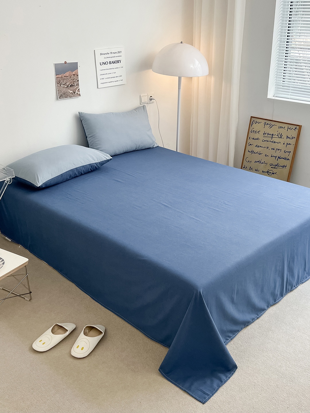 

JC Collection Blue 140 TC King Bedsheet with 2 Pillow Covers