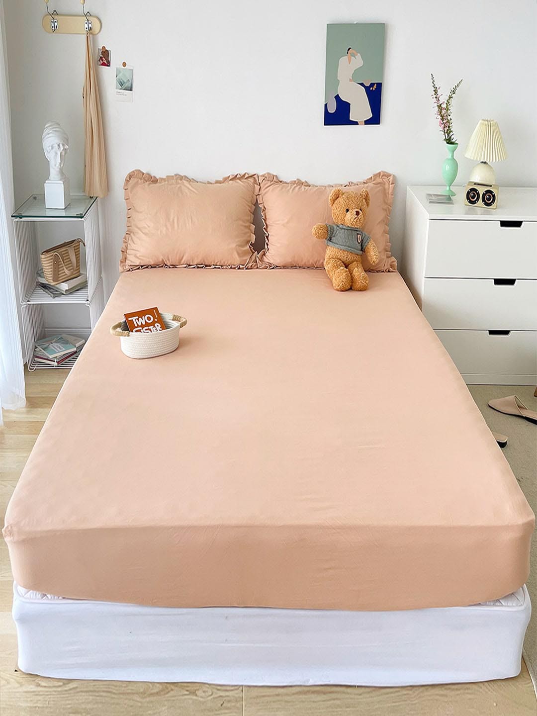 

JC HOME Orange 150 TC King Bedsheet with 2 Pillow Covers