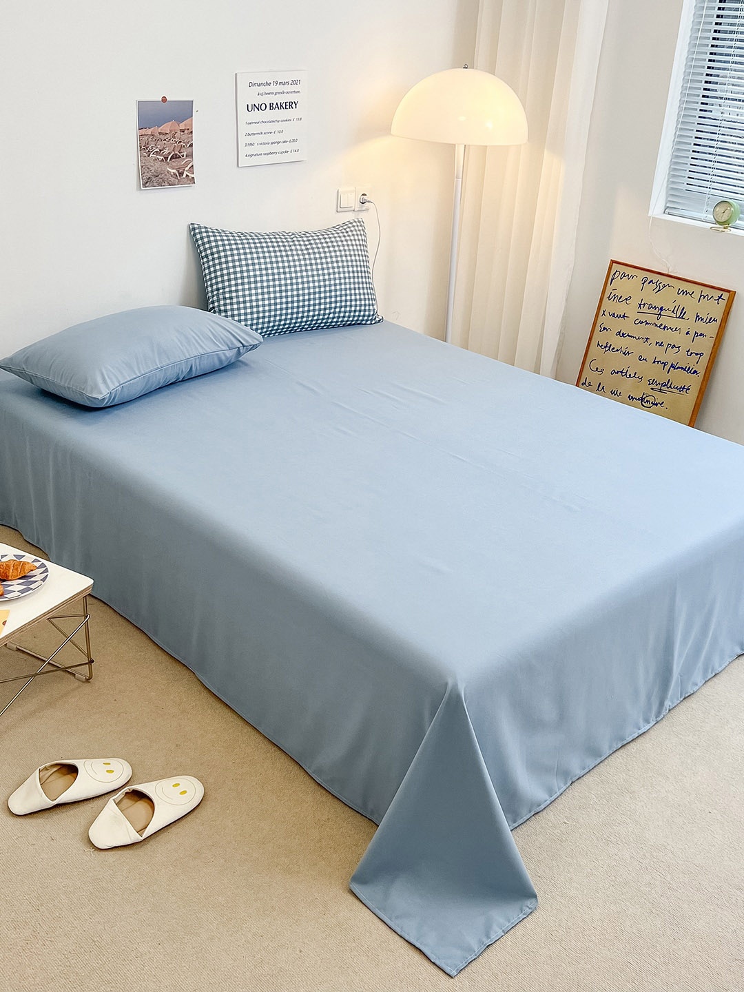 

JC Collection Blue 140 TC Queen Cotton Bedsheet with 2 Pillow Covers