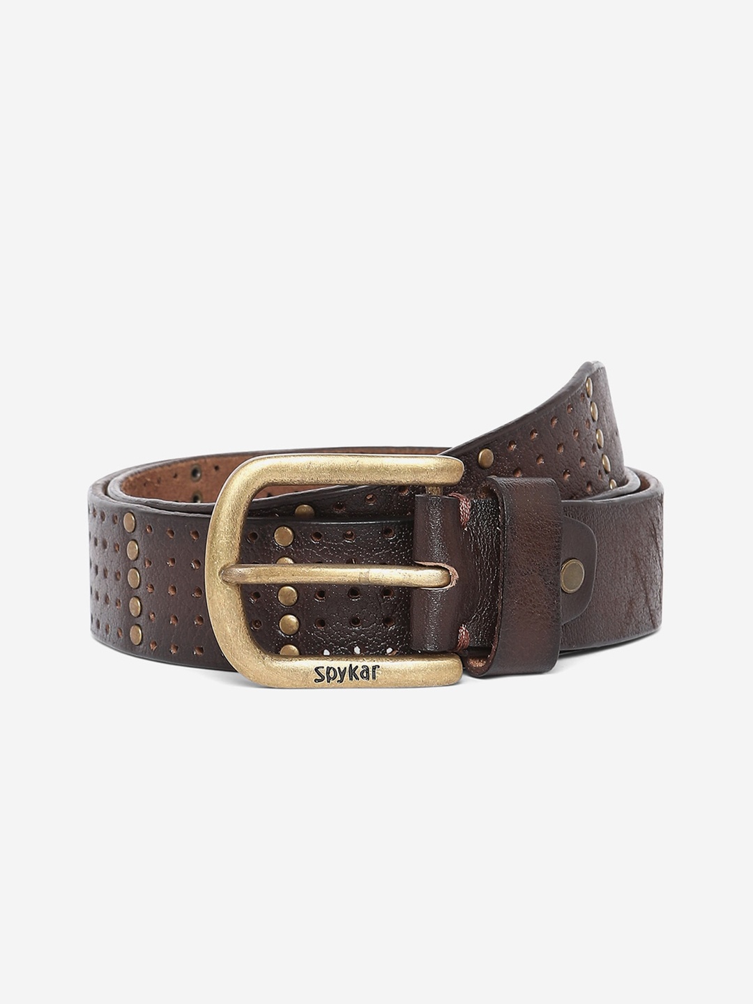 

SPYKAR Men Brown Studded Leather Belt
