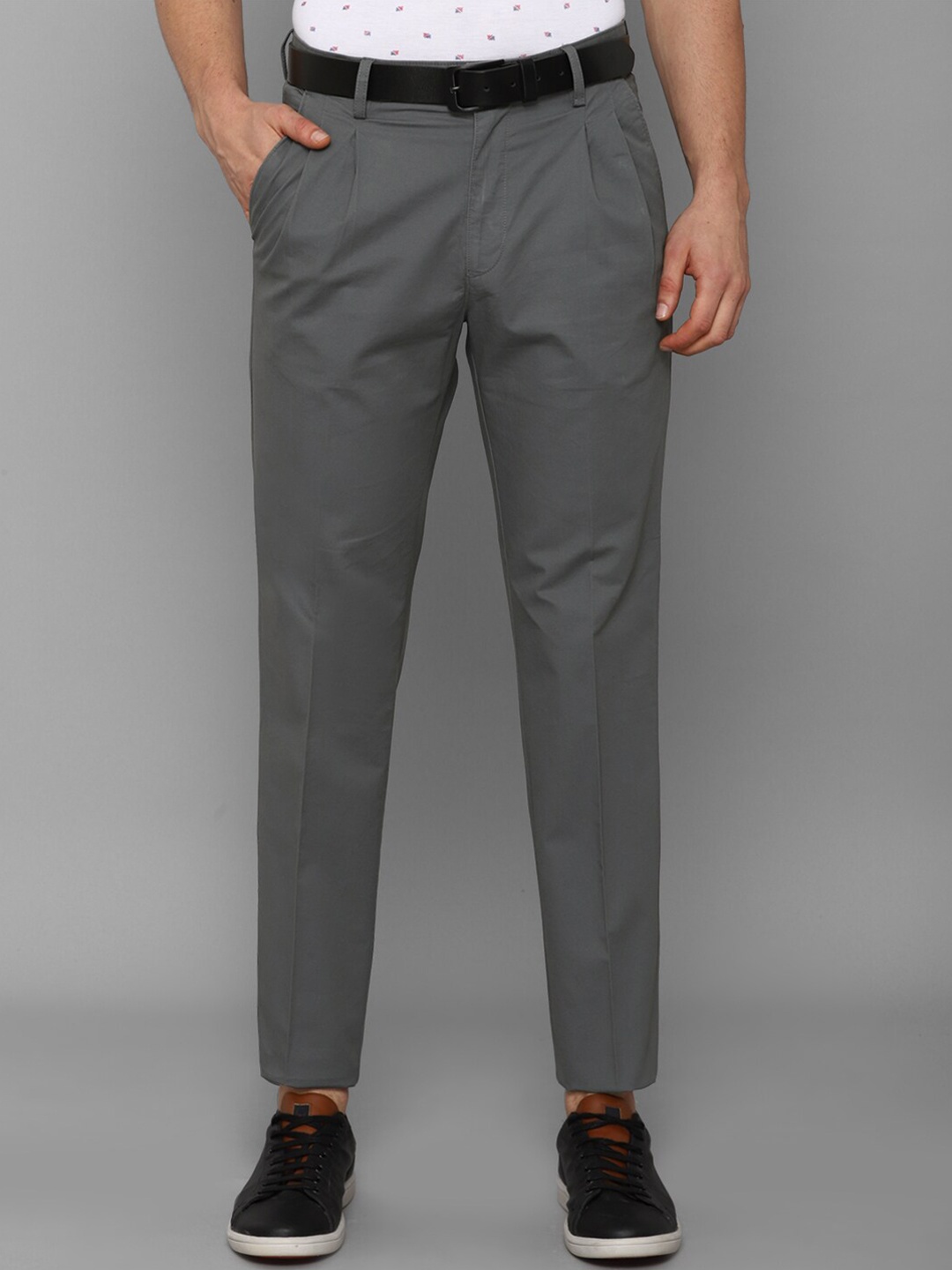 

Allen Solly Men Grey Pleated Formal Trouser