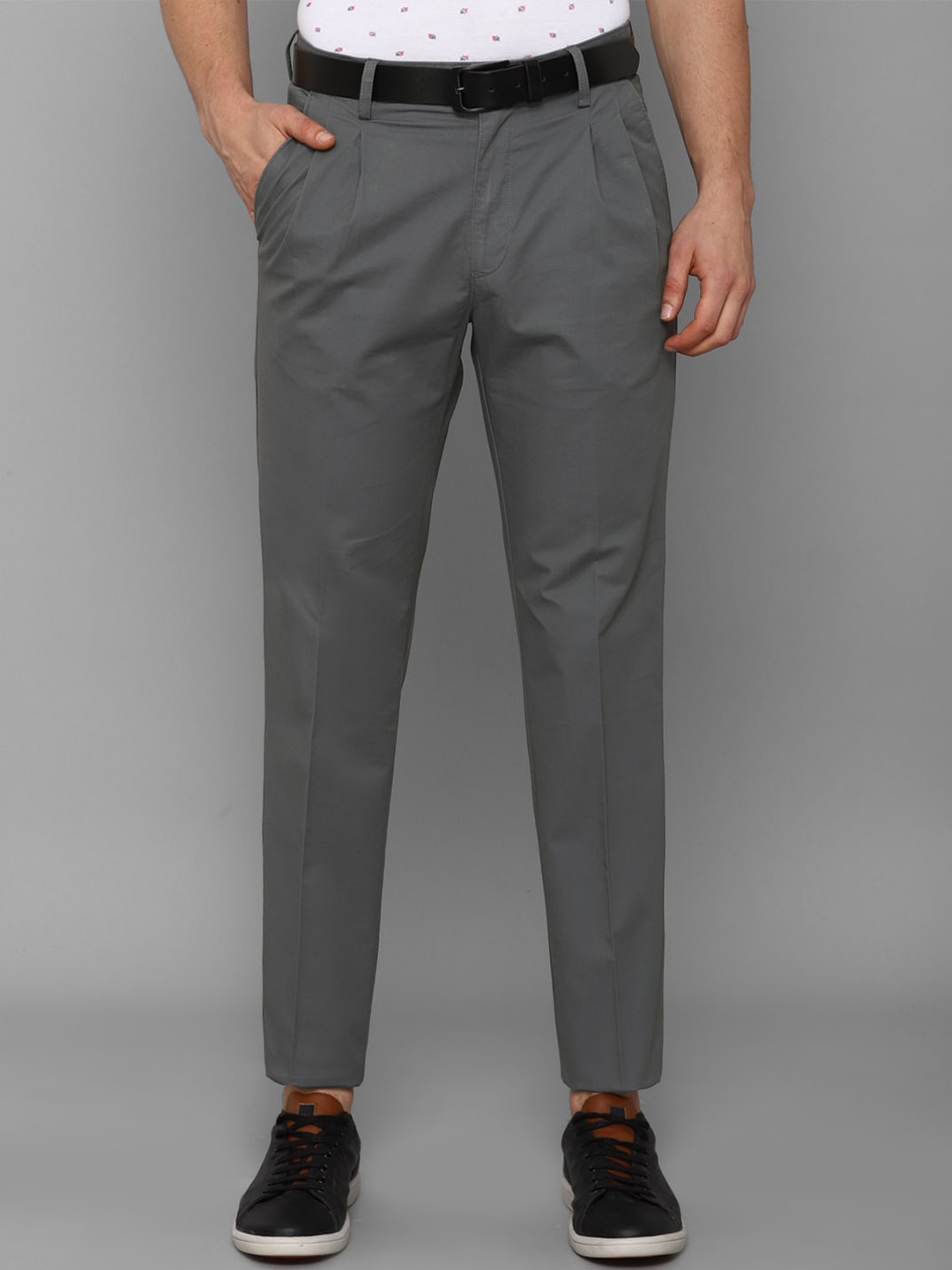 

Allen Solly Men Grey Pleated Trousers