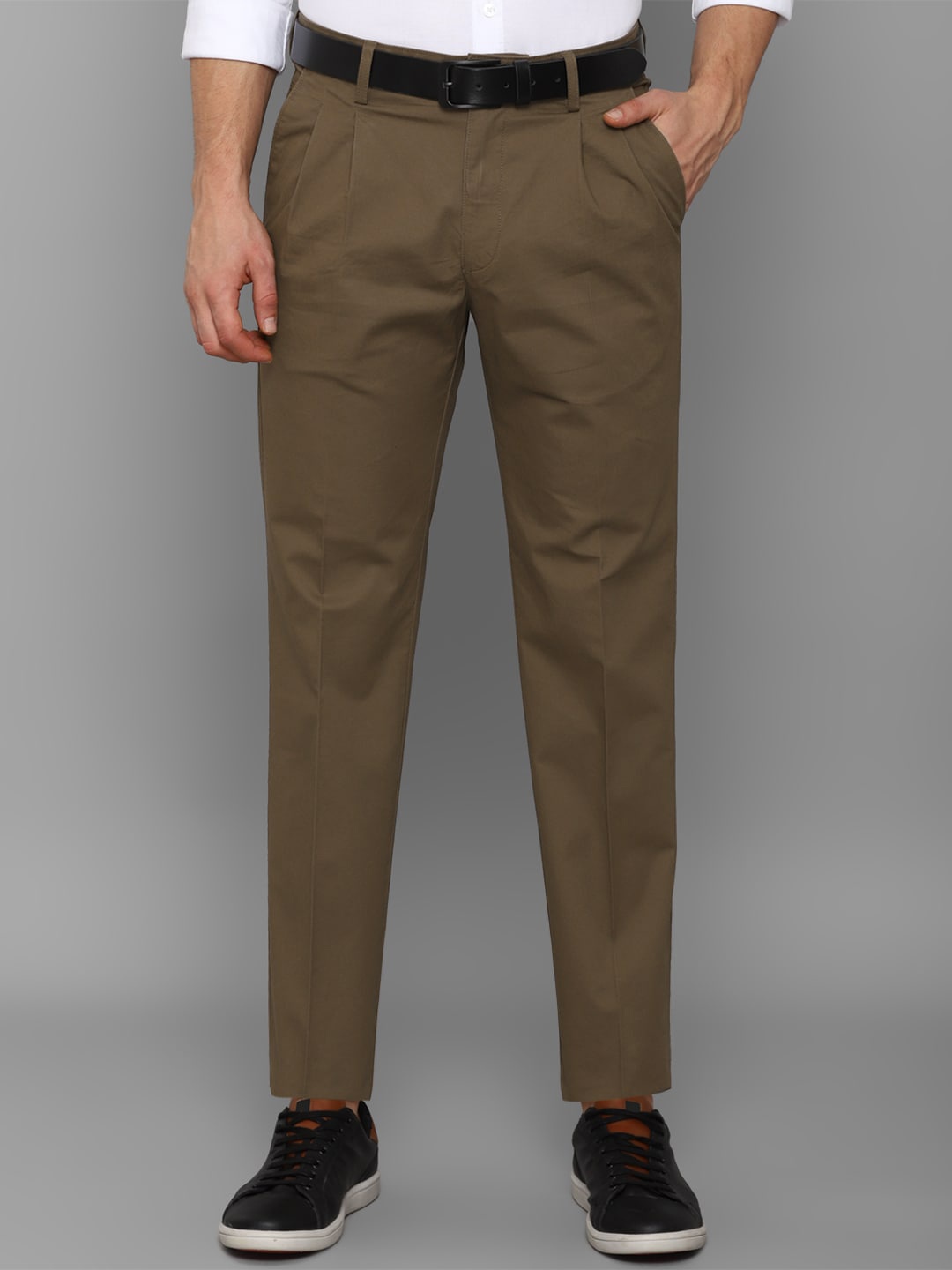 

Allen Solly Men Brown Pleated Formal Trouser
