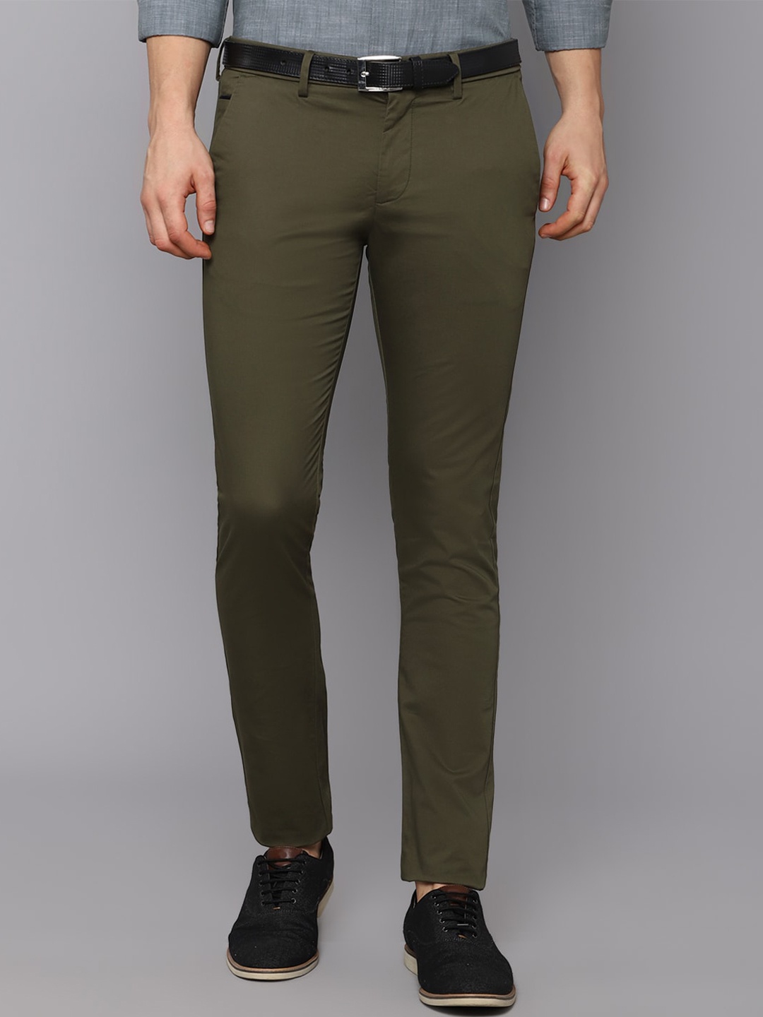 

Allen Solly Men Olive Green Slim Fit Trousers