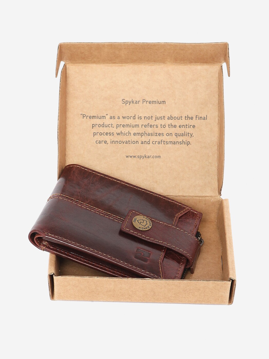 

SPYKAR Men Coffee Leather Two Fold Wallet, Coffee brown