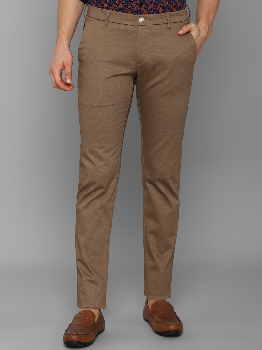 

Allen Solly Men Brown Textured Slim Fit Casual Trousers