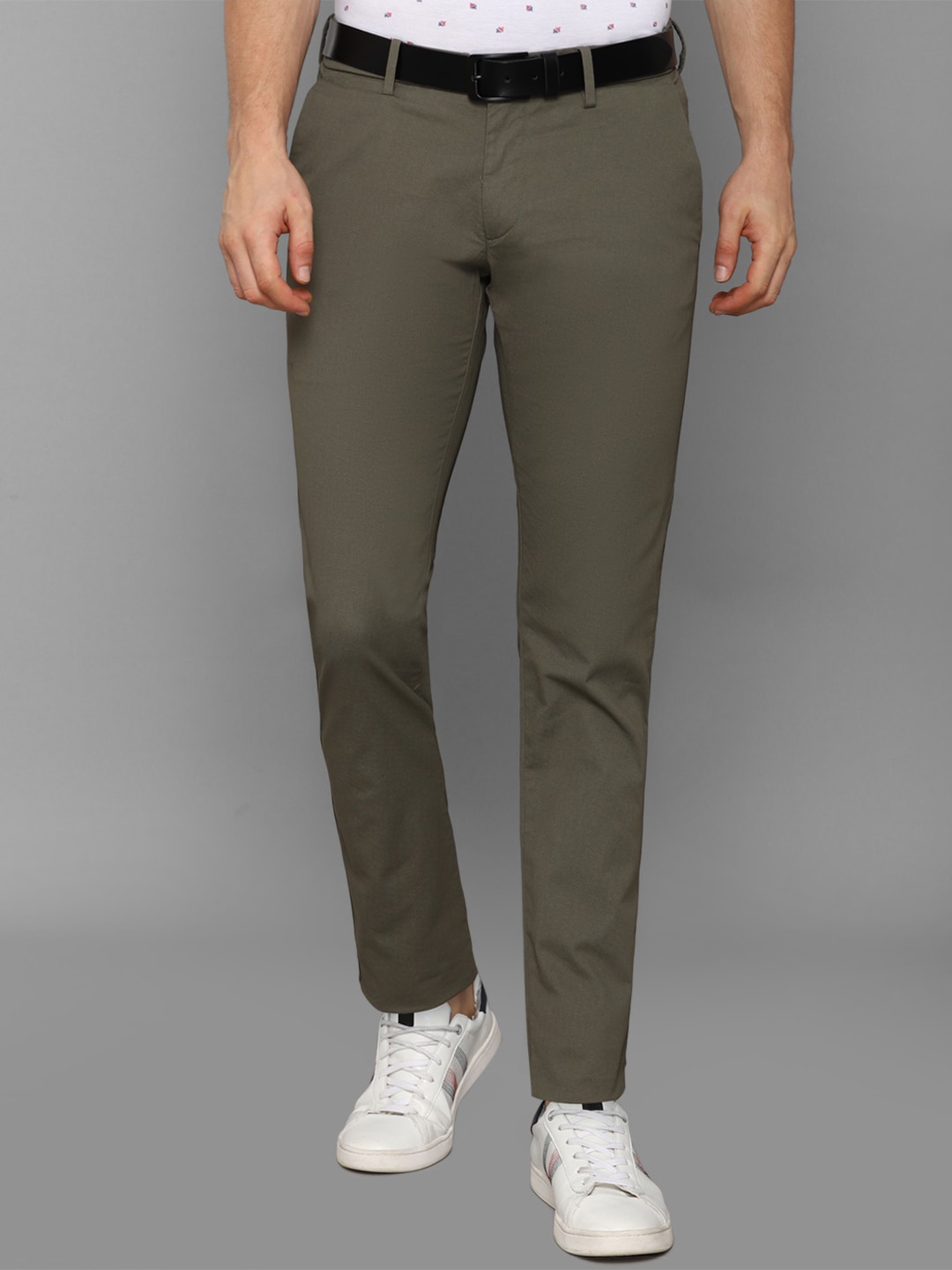 Allen Solly Men Olive Green Slim Fit Trousers