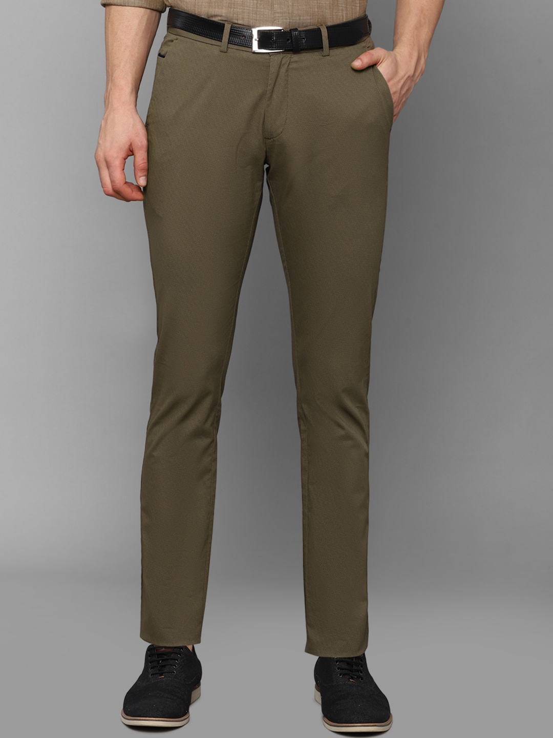 Allen Solly Men Olive Green Slim Fit Trousers
