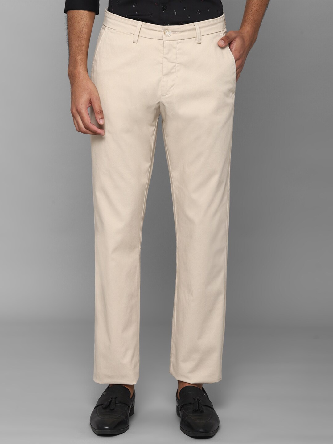 

Allen Solly Men Cream-Coloured Trousers