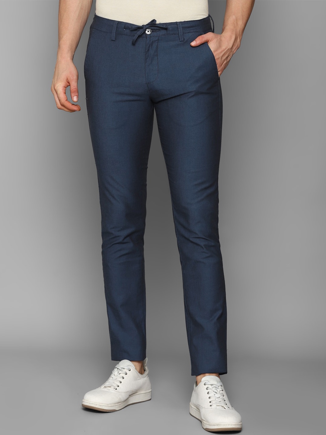 

Allen Solly Men Navy Blue Slim Fit Trousers