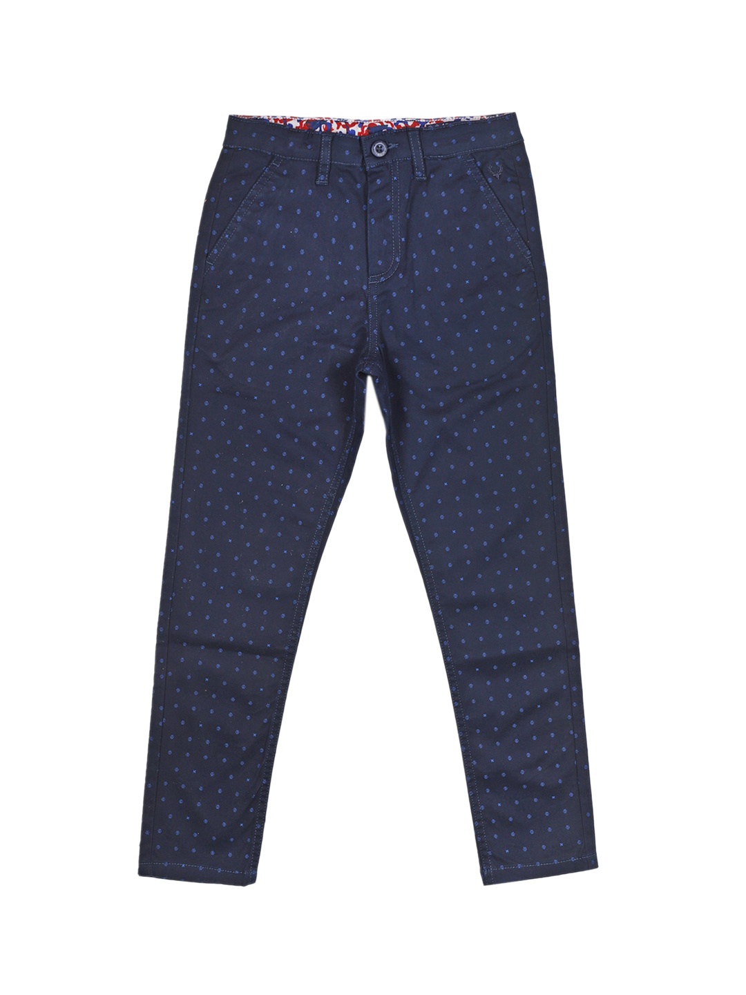

Allen Solly Junior Boys Navy Blue Printed Slim Fit Trousers