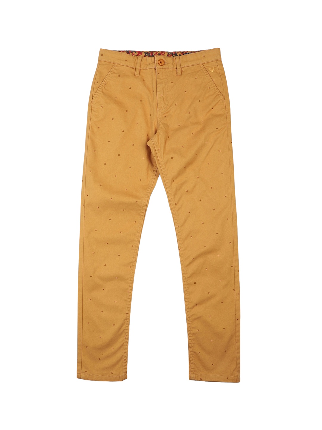 Allen Solly Junior Boys Yellow Printed Slim Fit Trousers