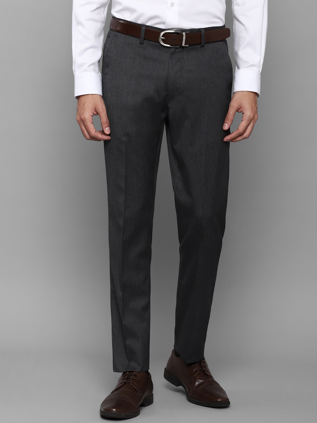 Louis Philippe Men Grey Slim Fit Trousers