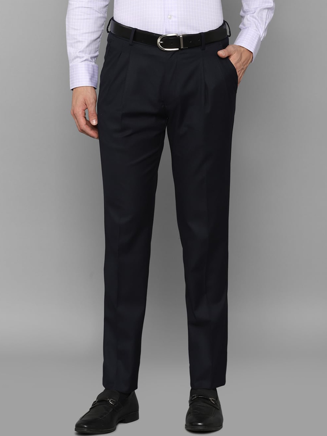 

Louis Philippe Men Black Pleated Trousers