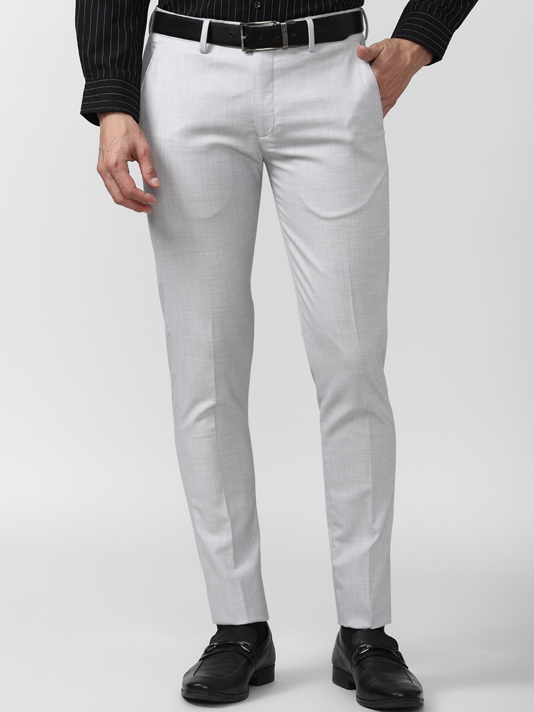

Peter England Men Grey Slim Fit Trousers