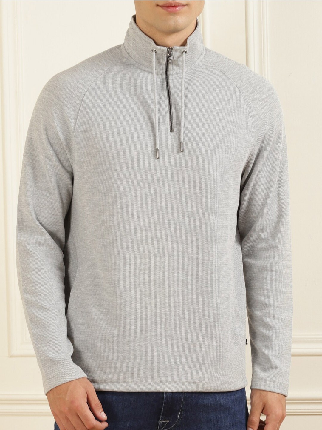 

Ted Baker Men Grey Half-Zip Solid Sweatshirt