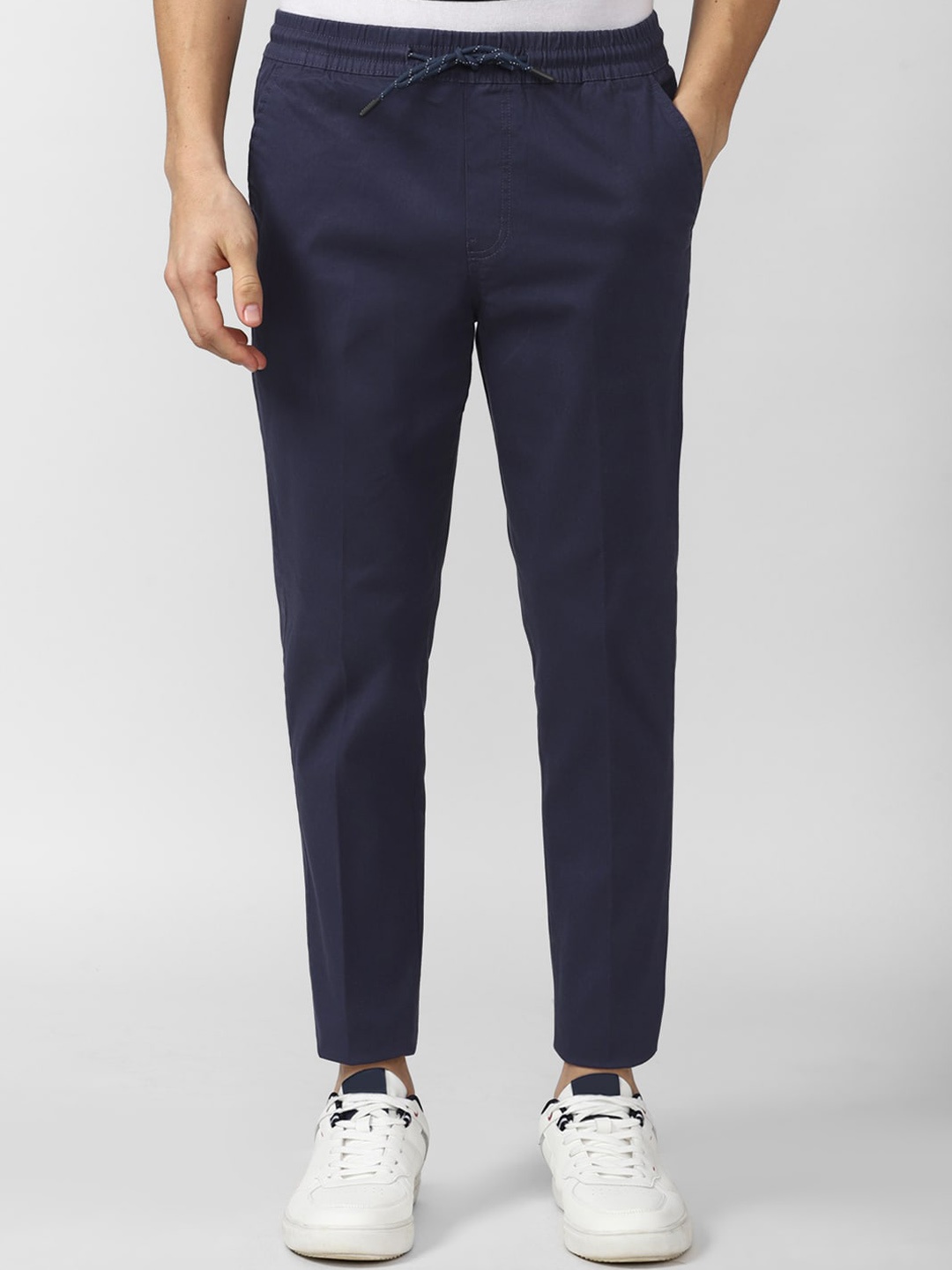 Peter England Casuals Men Navy Blue Slim Fit Chinos Trouser