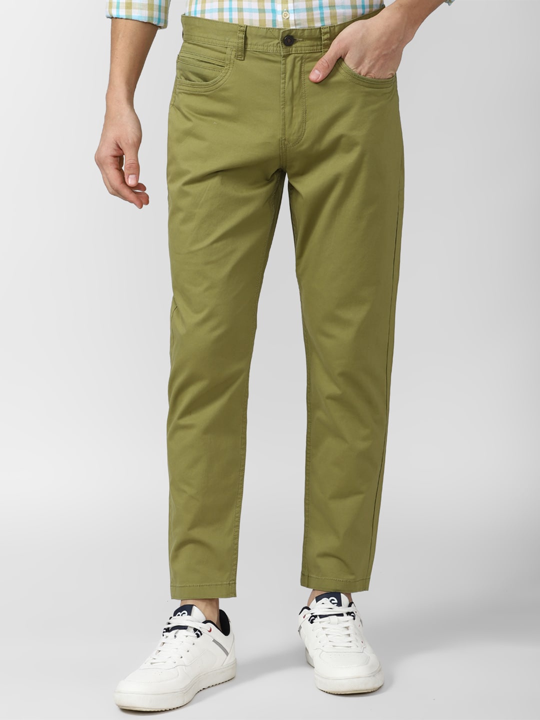 

Peter England Casuals Men Olive Green Slim Fit Chinos Trouser