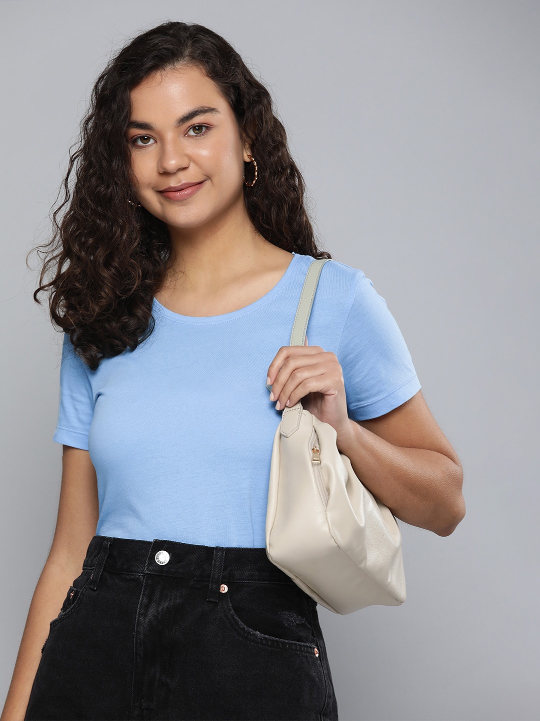 

HERE&NOW Women Blue Pure Cotton T-shirt