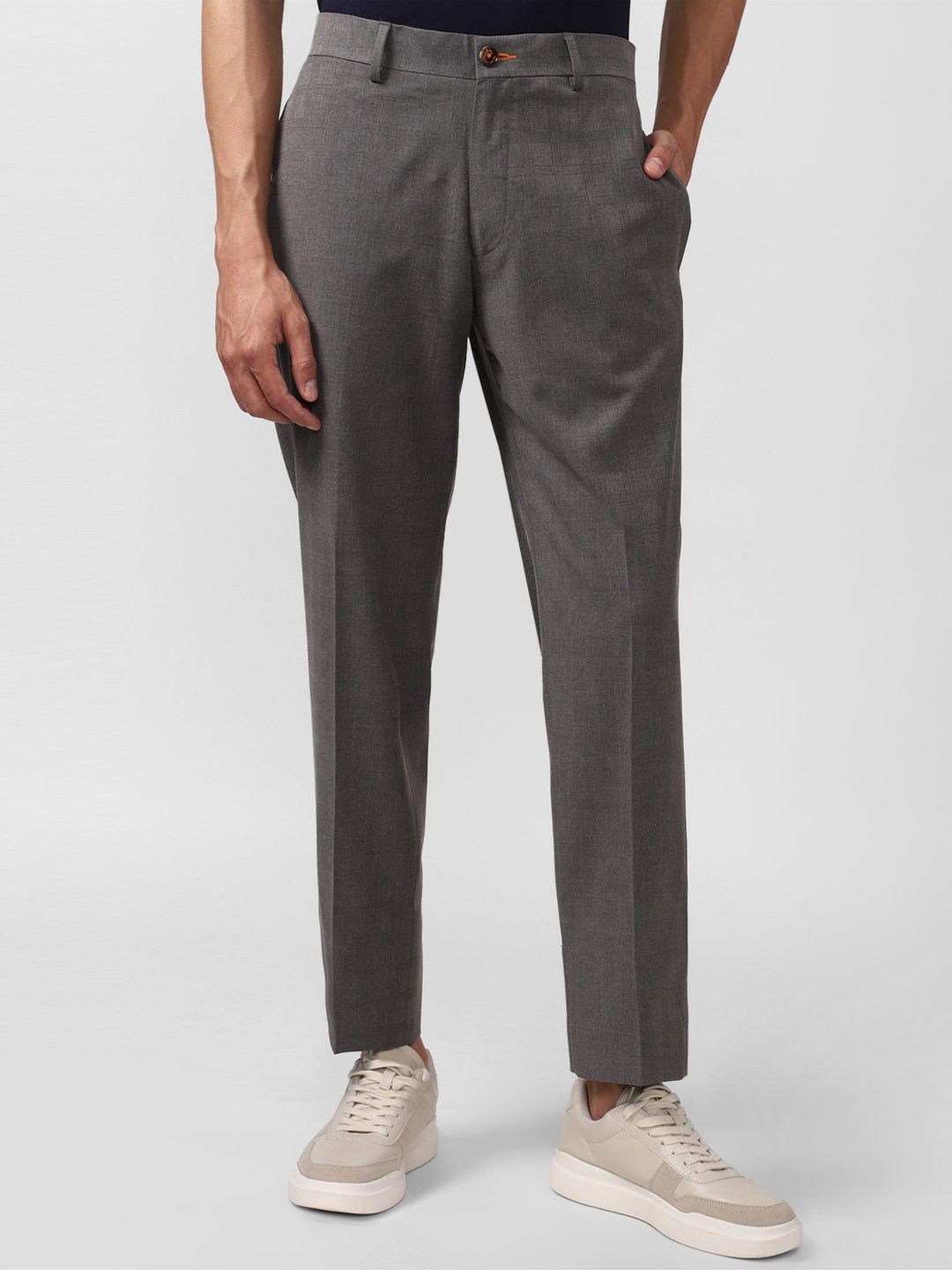 

SIMON CARTER LONDON Men Grey Slim Fit Trousers