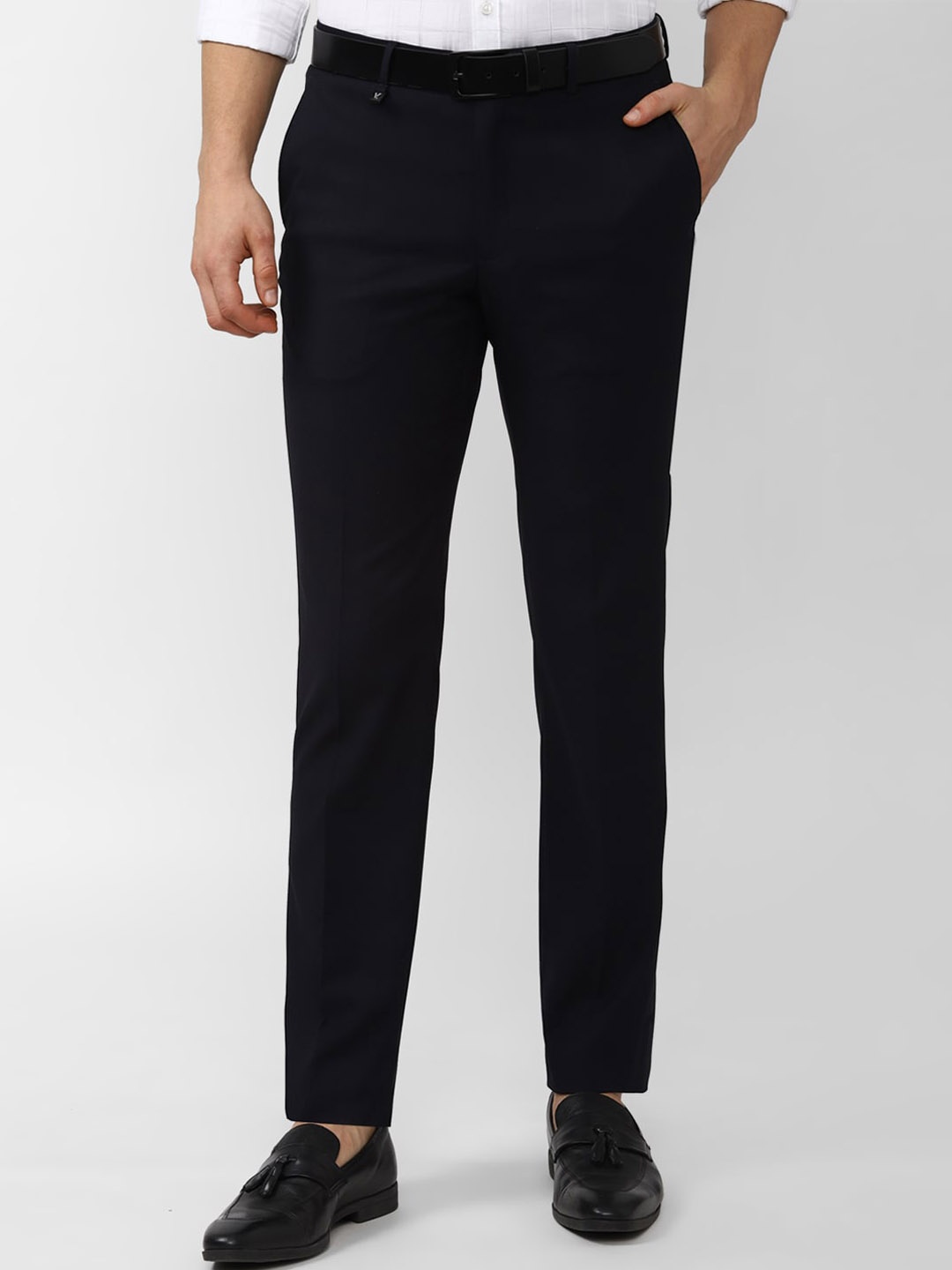 

V Dot Men Navy Blue Slim Fit Formal Trousers