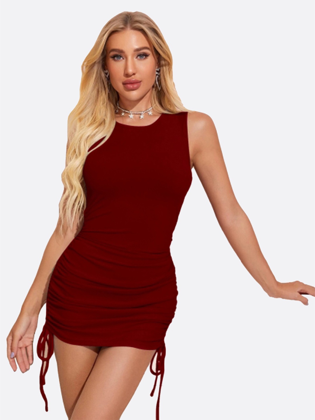 

LONDON BELLY Maroon Bodycon Mini Dress
