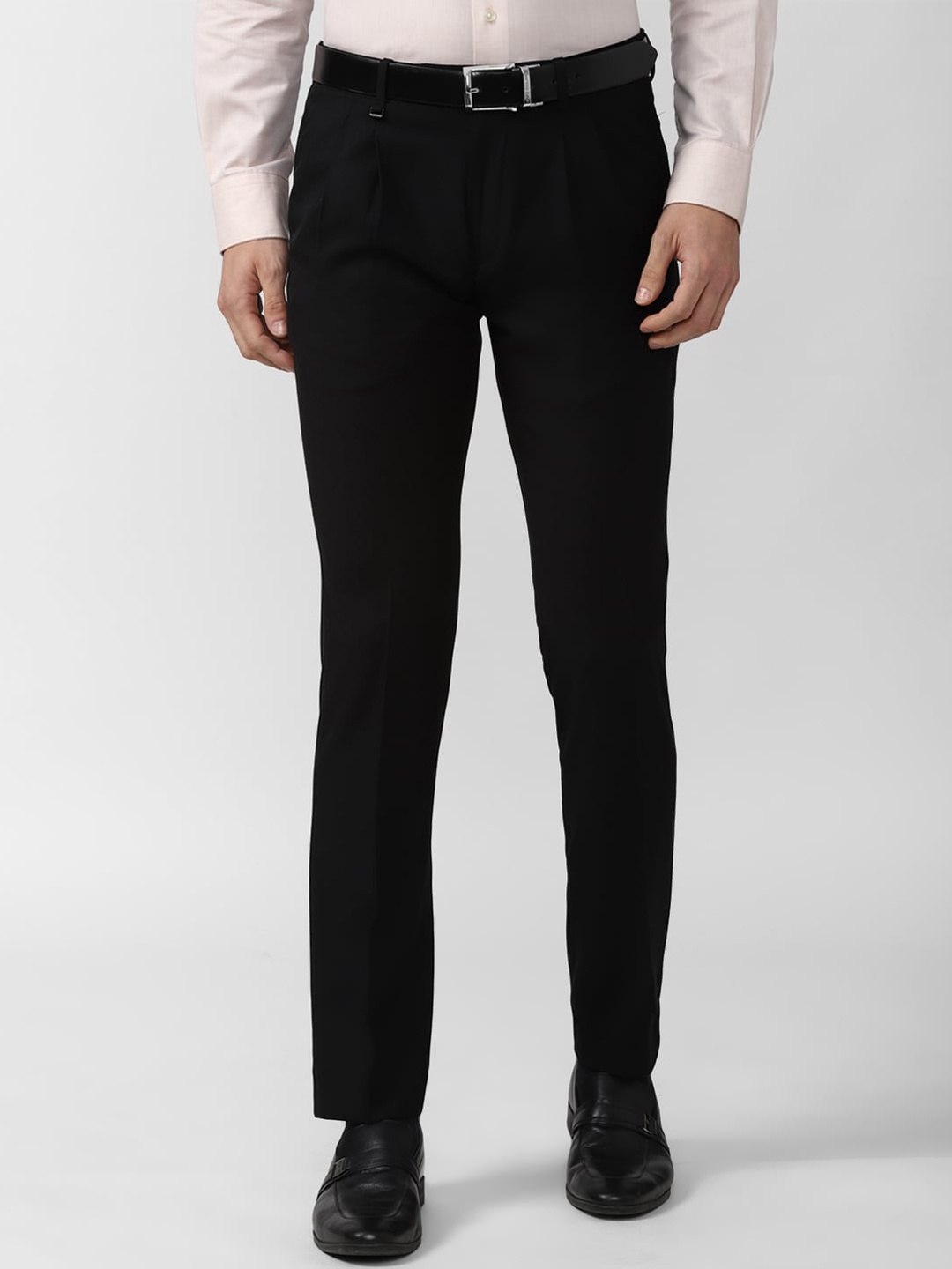 

Van Heusen Men Black Slim Fit Pleated Formal Trouser