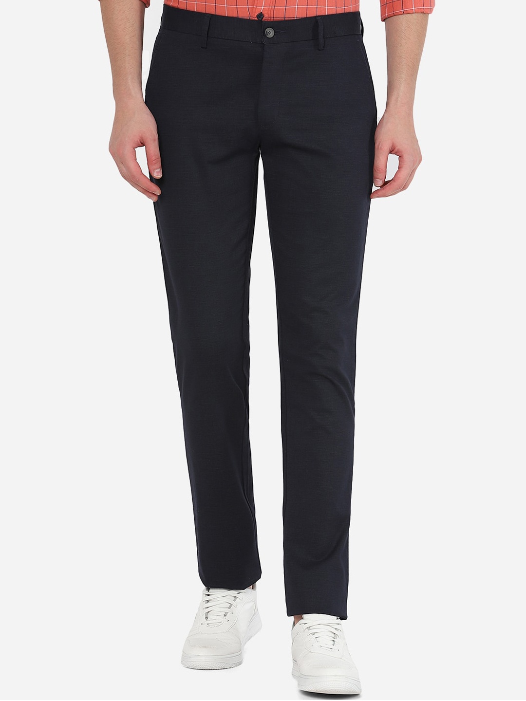 

Greenfibre Men Blue Cotton Slim Fit Trousers