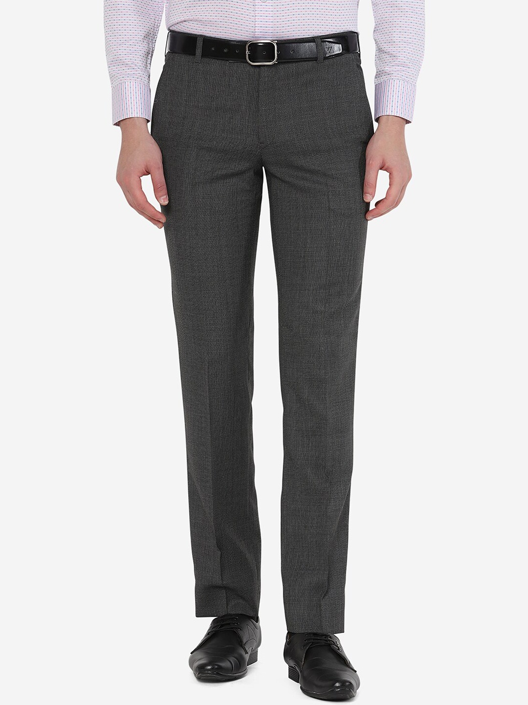

JADE BLUE Men Grey Slim Fit Trousers