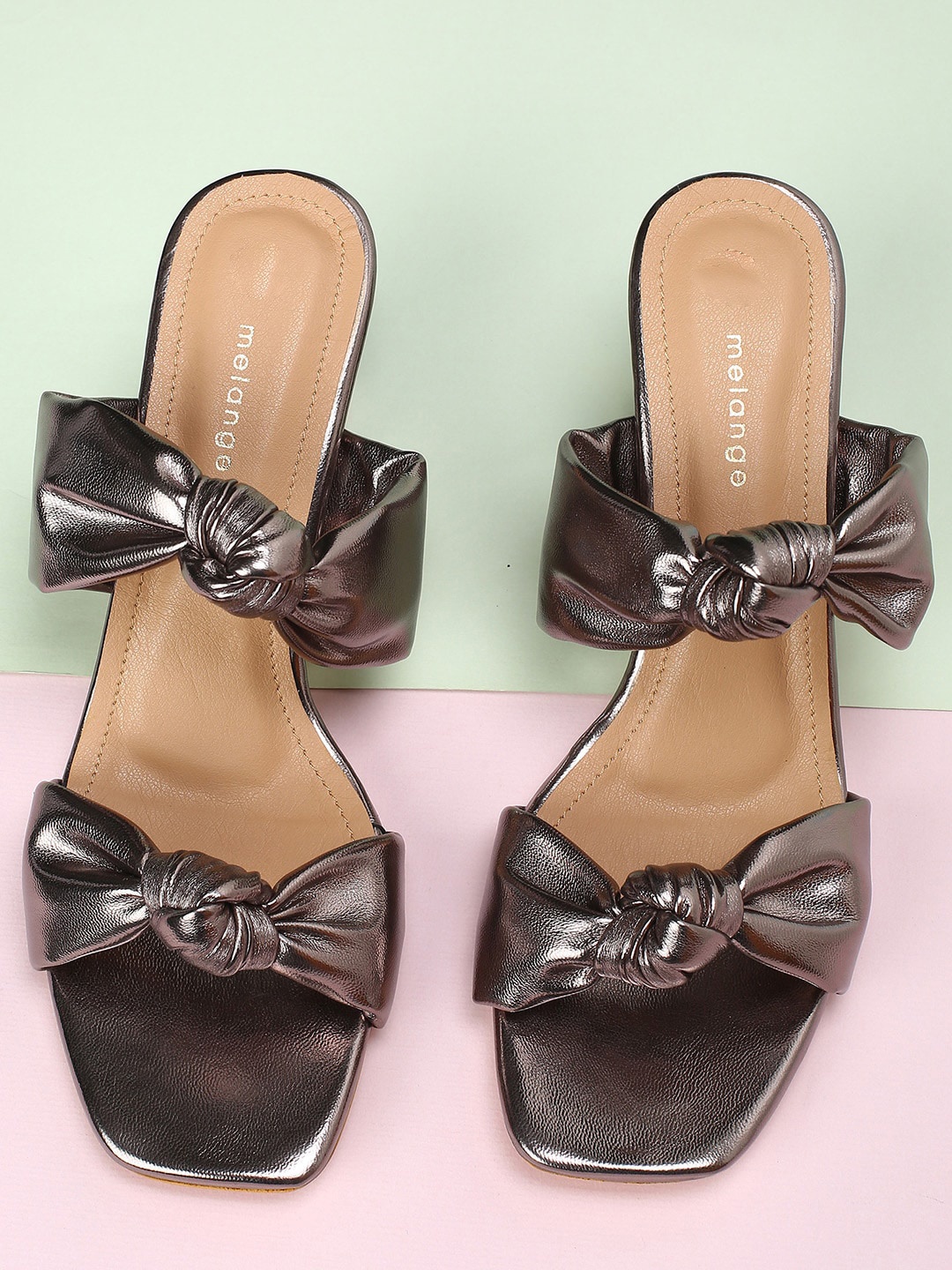 

Melange by Lifestyle Brown Block Sandals with Bows