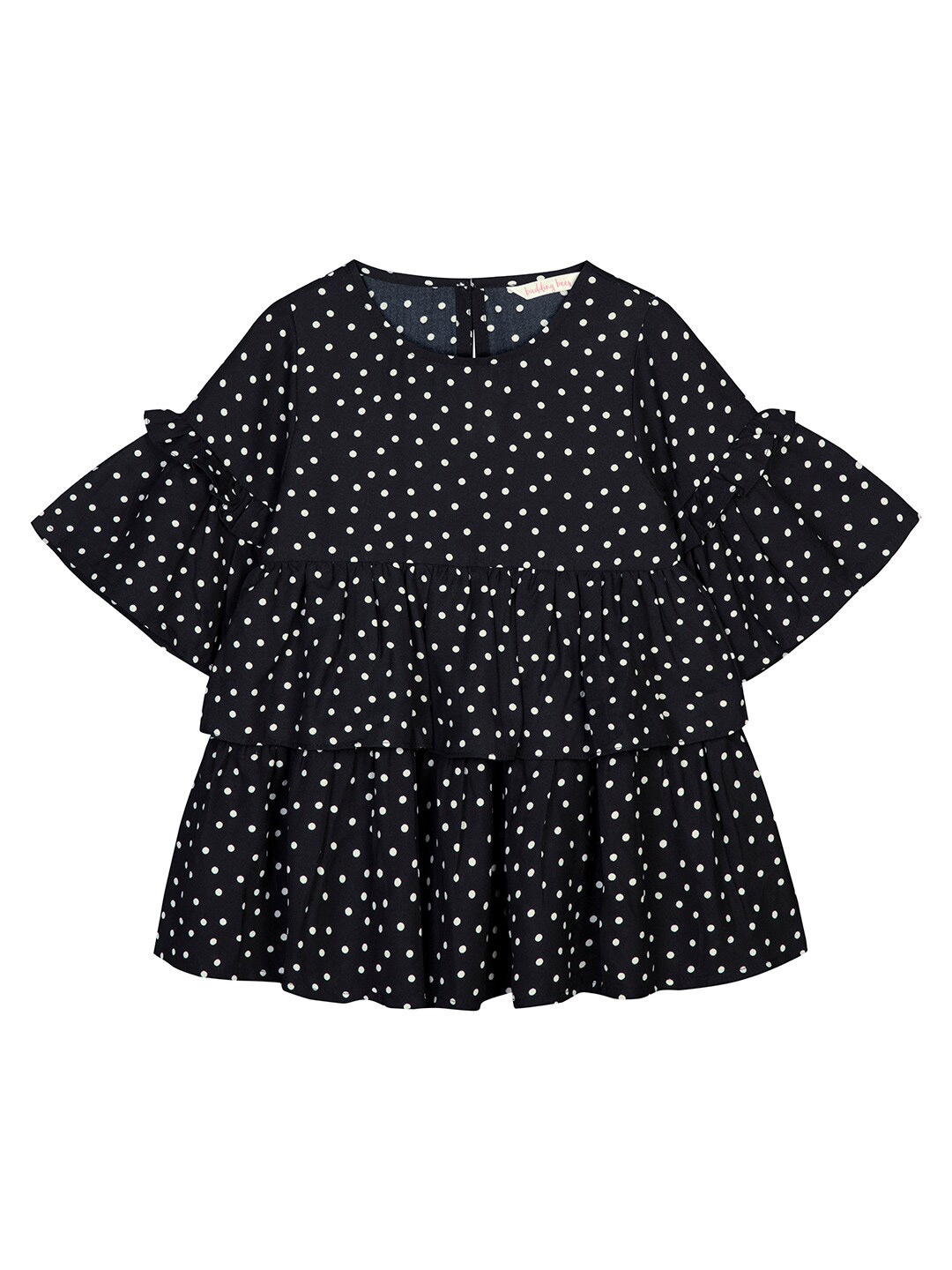 

Budding Bees Girls Black & White Polka Dots Print Top