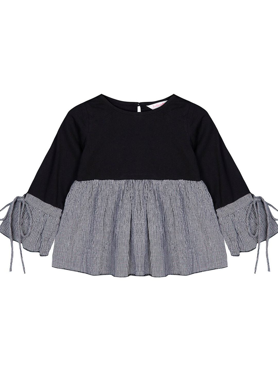 

Budding Bees Girls Black & Grey Checked Top