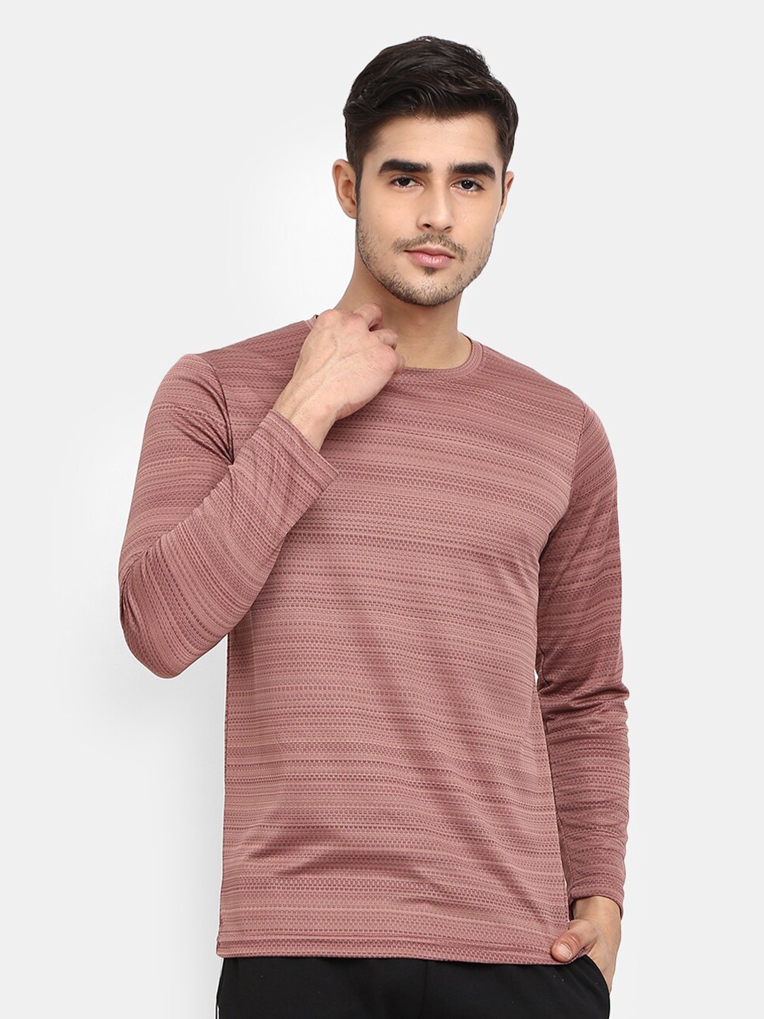 

V-Mart Men Pink Striped T-shirt