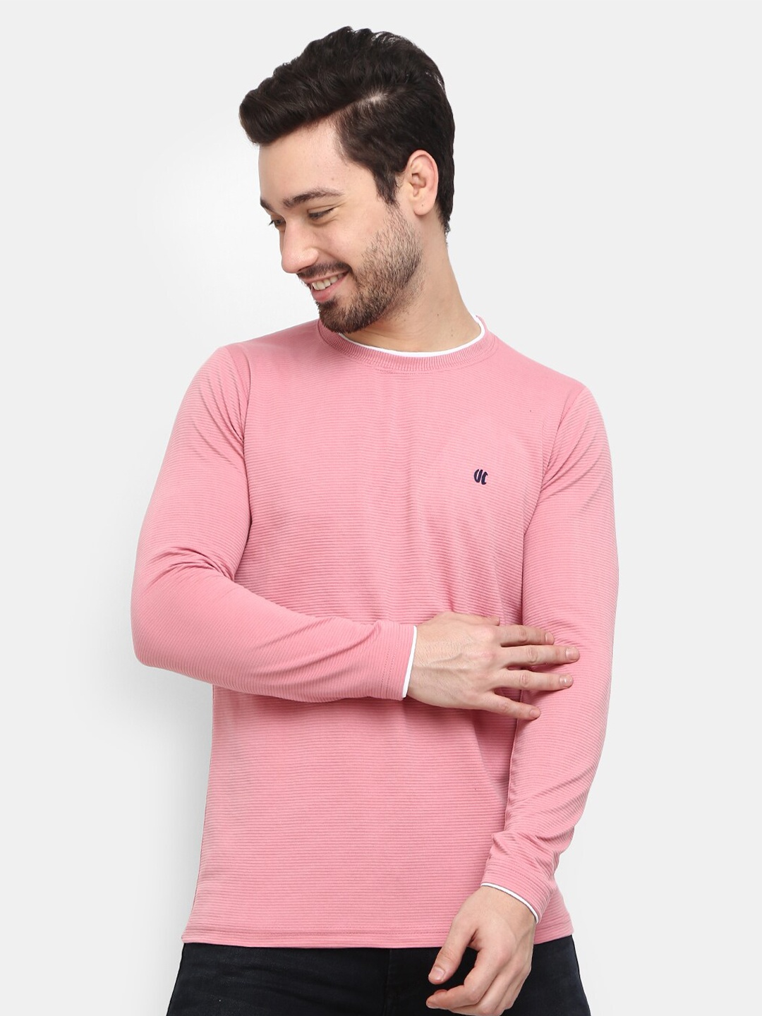 

V-Mart Men Pink Solid T-shirt