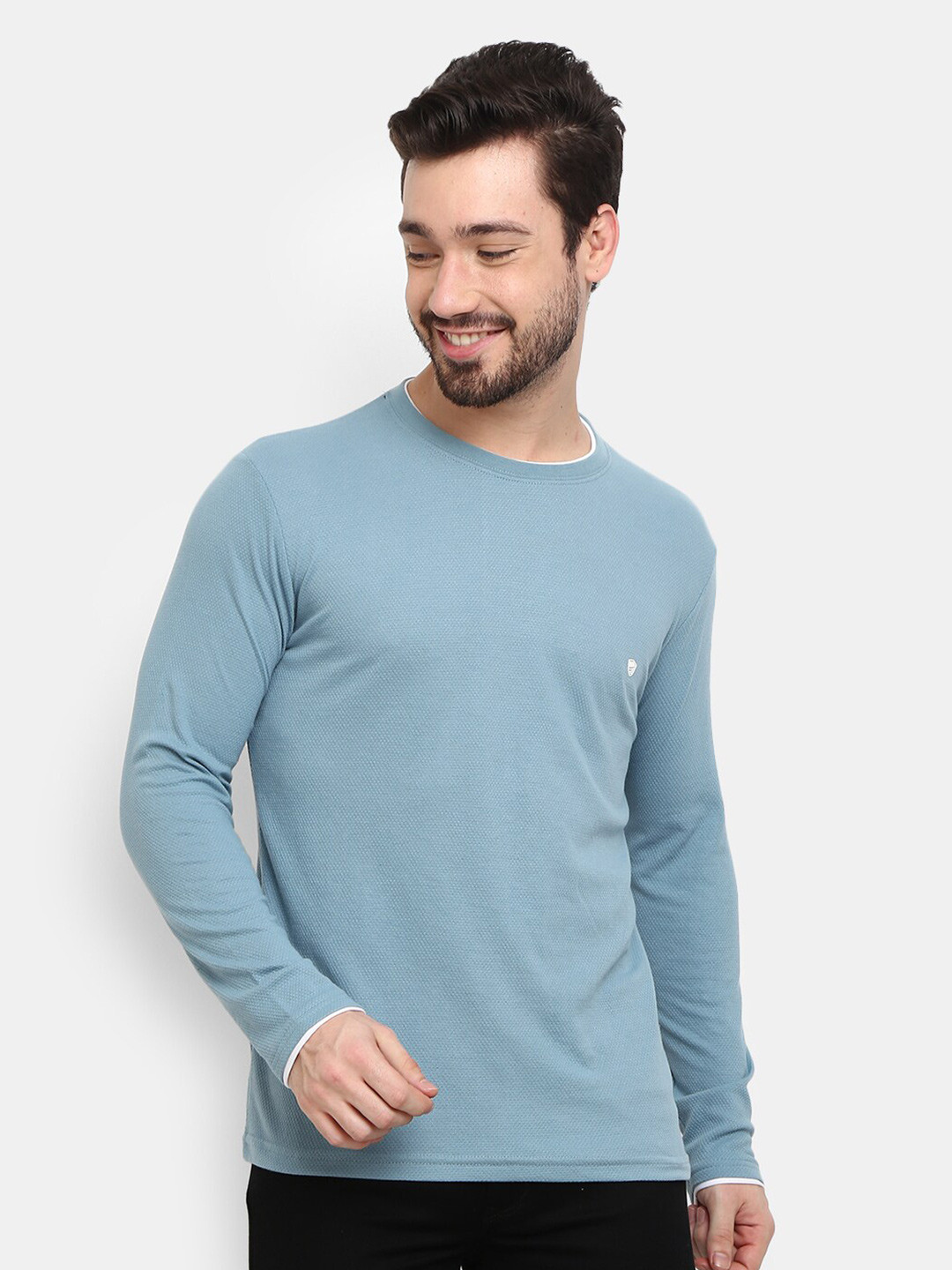 

V-Mart Men Blue Raw Edge T-shirt