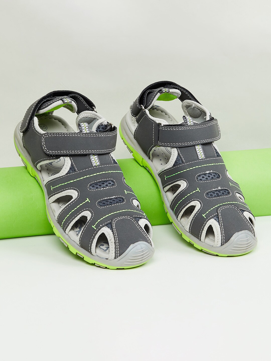 

max Boys Grey & White PU Fisherman Sandals
