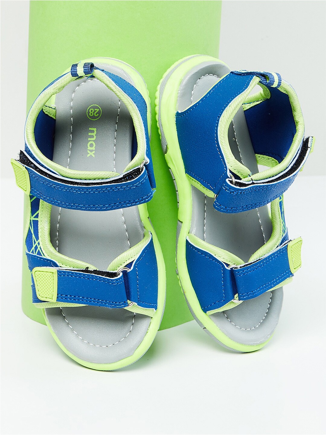 

max Boys Blue & Lime Green Sports Sandals