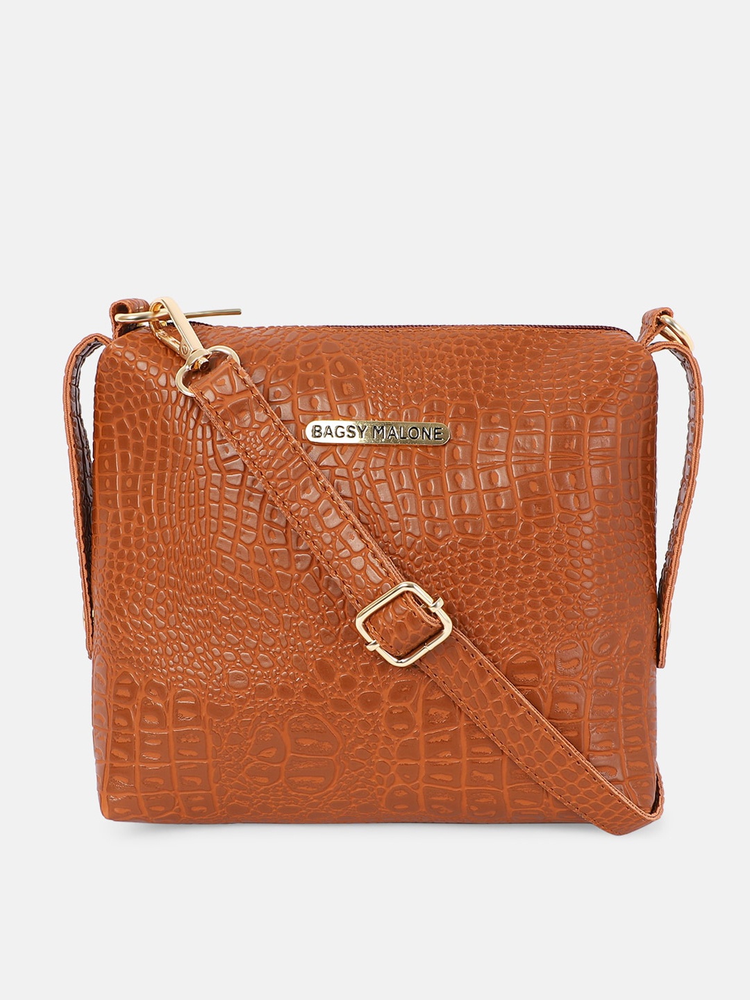 

Bagsy Malone Textured PU Structured Sling Bag, Tan