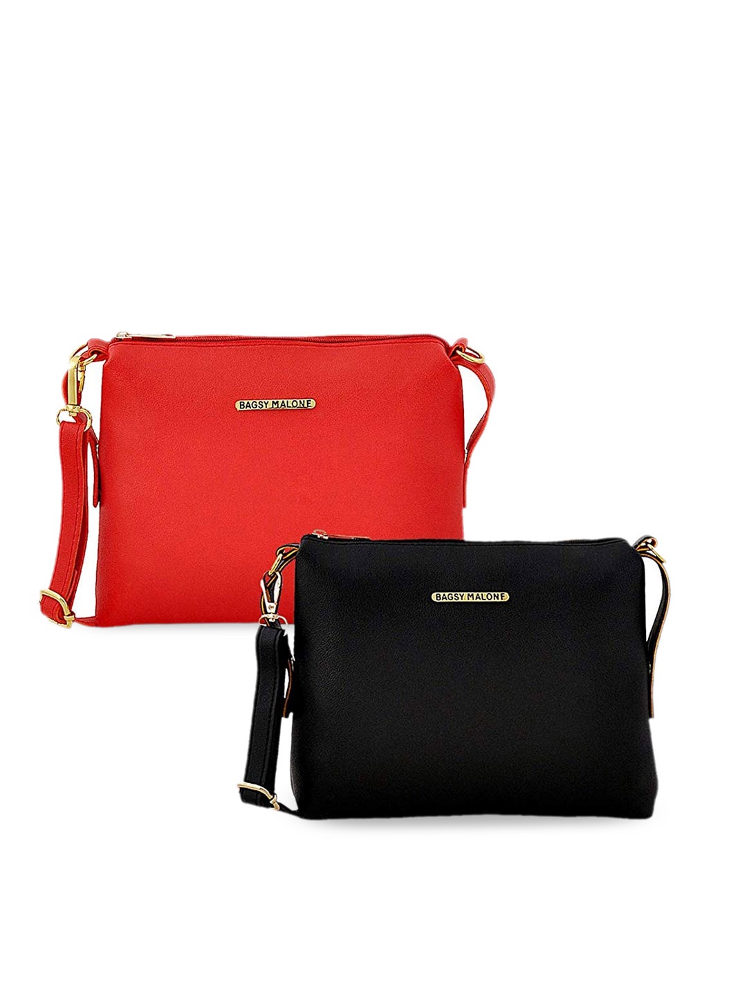 

Bagsy Malone Pack of 2 PU Swagger Sling Bag with Tasselled, Black
