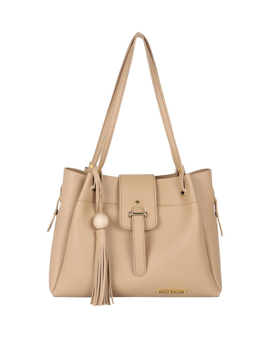

Bagsy Malone Set Of 5 Oversized Structured Shoulder Bag with Tasselled, Beige