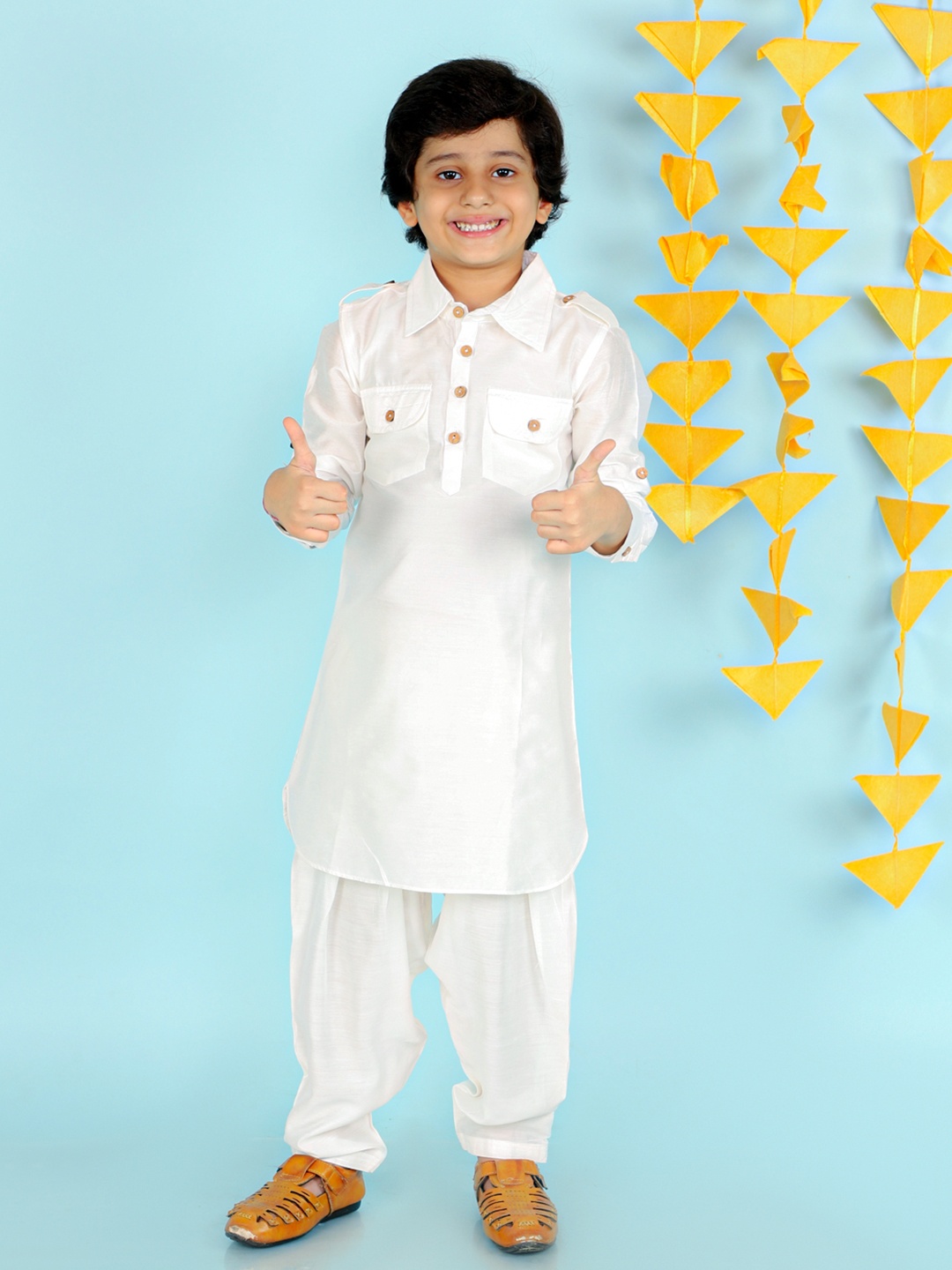 

KID1 Boys Pathani Kurta with Salwar, White