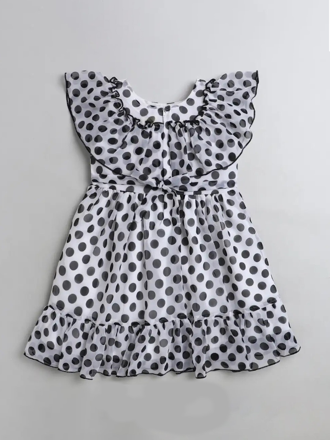 

The Magic Wand Girls Black & White Polka Dot Printed Dress
