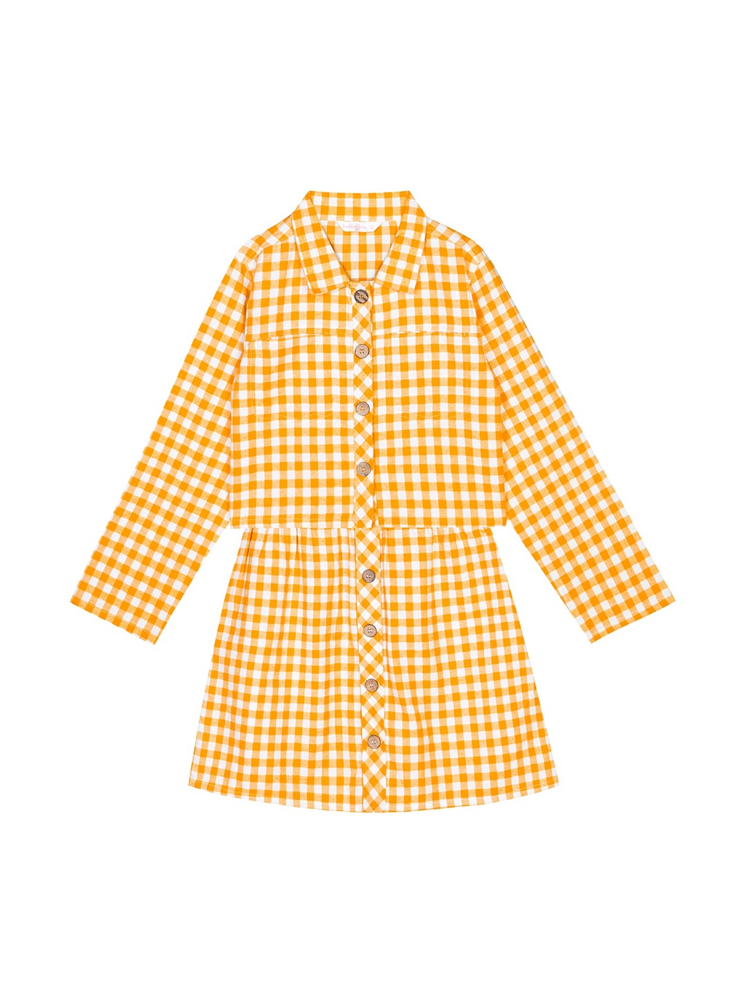 

Budding Bees Girls Checked Pure Cotton Night suit, Mustard