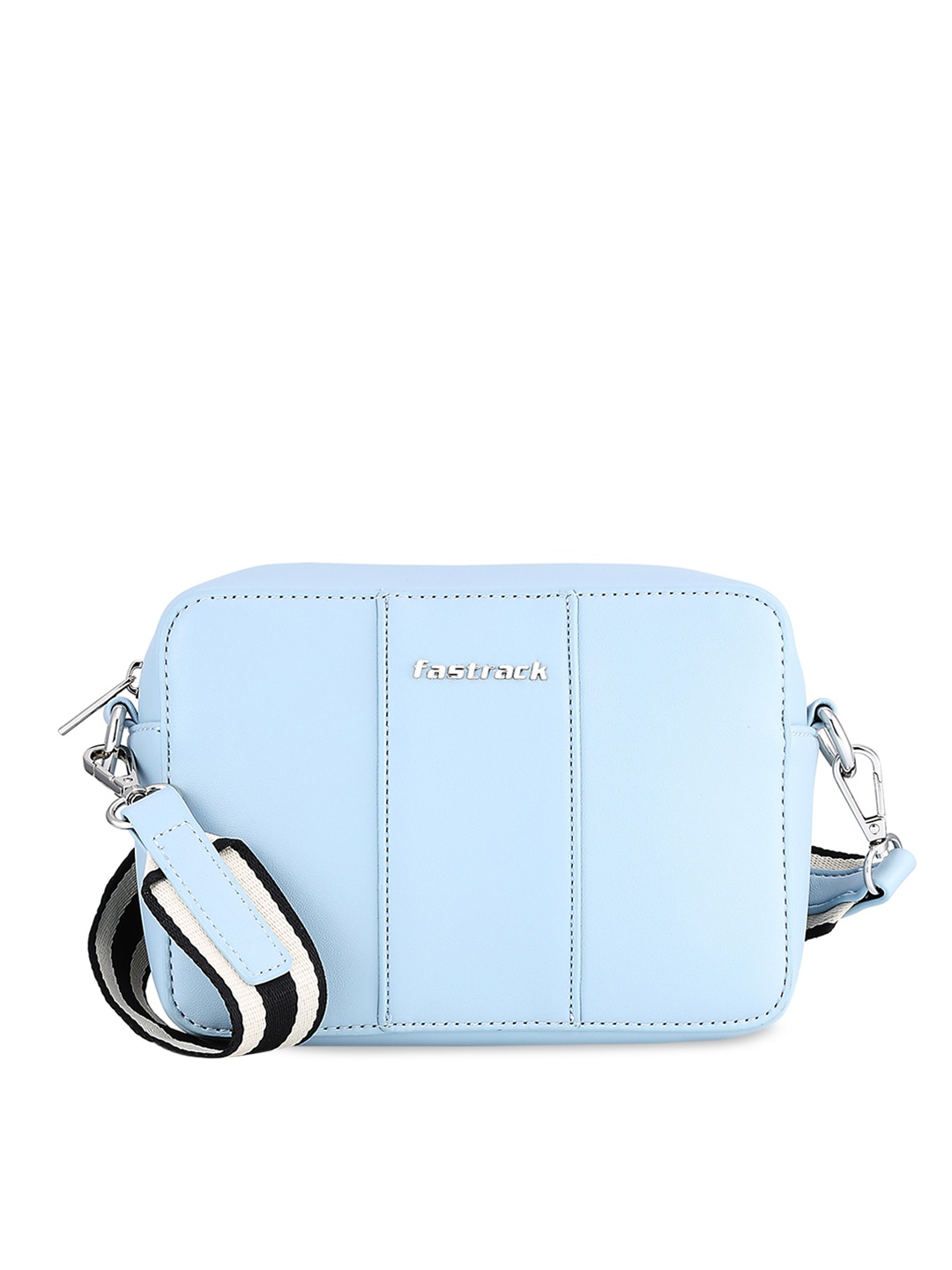 

Fastrack Women Embellished PU Bucket Sling Bag, Blue