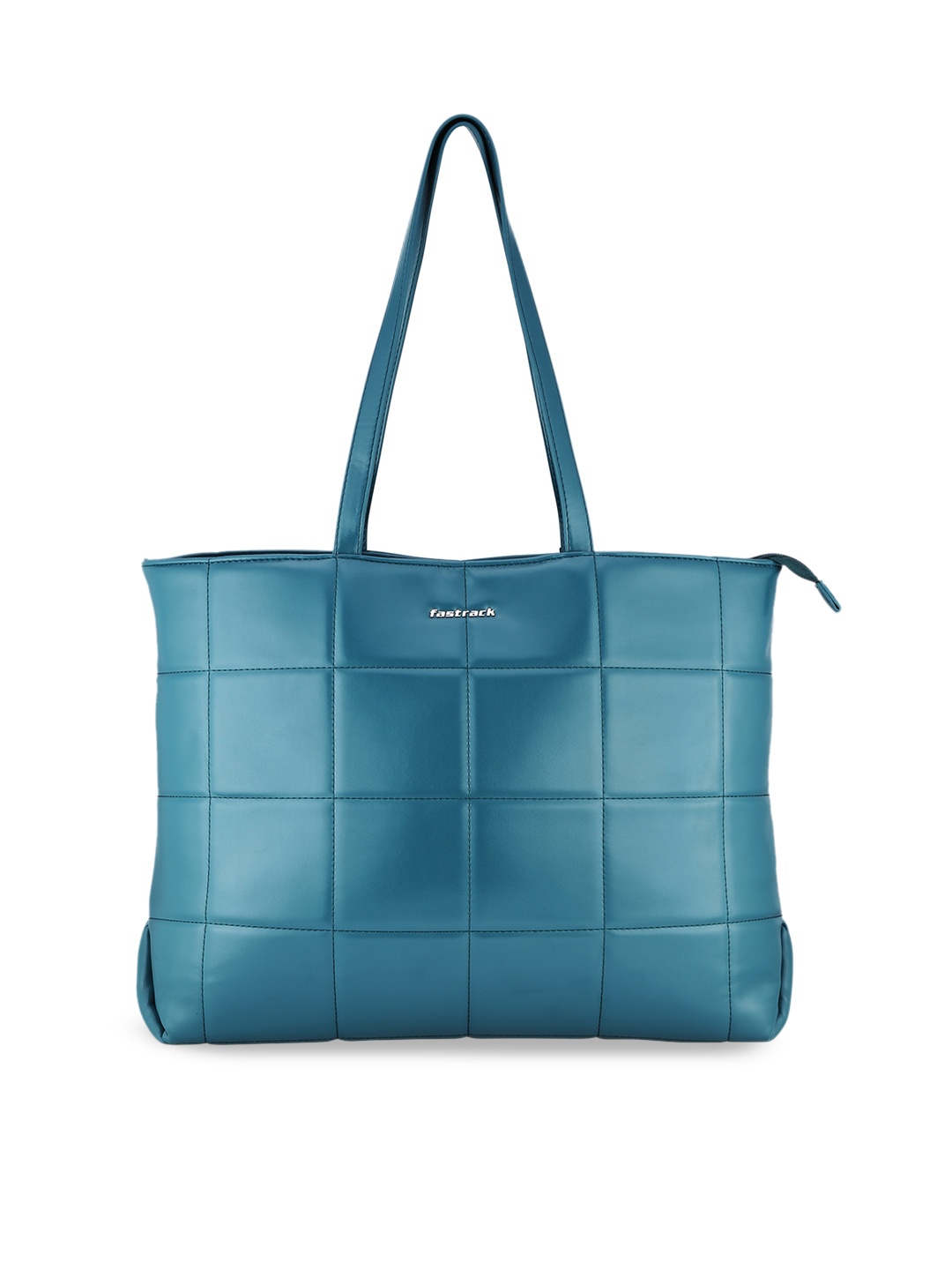 

Fastrack Women Checked PU Oversized Structured Shoulder Bag with Quilted, Teal